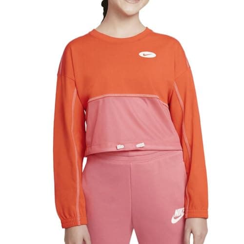 Image of NIKE Orange/Pink Girl Sweatshirt NSW, Pink, 6-7 ans