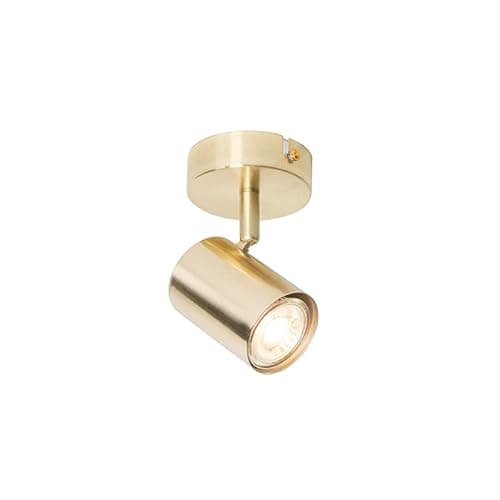 Image of Qazqa - Modern Spotlight Ceiling Brass Adjustable - Jeana- - Modern - Suitable for LED GU10 | 1 Way Light - Steel Surface-Mounted spotway Light - Suitable for Kitchen I Bedroom I