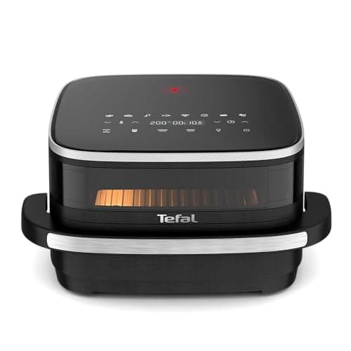 Image of Tefal Easy Fry Pizza Digital Air Fryer, Large Single Drawer with Viewing Window, 4.5L, 8in1, Air Fry, Extra Crisp, Roast, Bake, Reheat, Dehydrate, Non-Stick, Dishwasher Safe Basket, FW4018G0 - Black