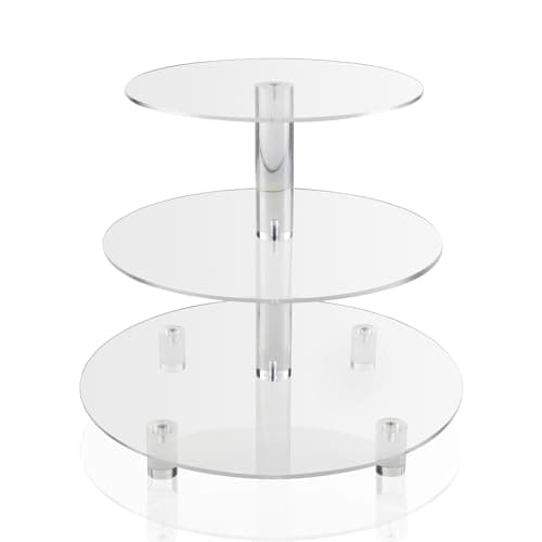 Image of Acrylic Cupcake Stand, 3 Tier Round Clear Cupcake Tower Display Dessert Holder Tree for Birthday Wedding Baby Showers Anniversaries Party Decor, Transparent
