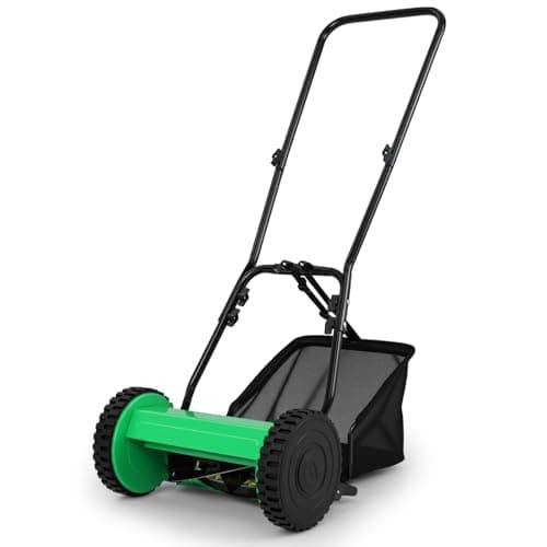Image of COSTWAY Hand Push Lawnmower, Manual Lawn Mower with 30cm Cutting Width, 18.5L Grass Box and 15-40 mm Adjustable Cutting Heights, Walk-Behind Blade Push Reel Grass Sweeper (Green)