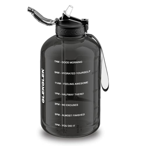 Image of GLEKGLEK Big 3L Water Bottle BPA Free, Large Drinks Bottle with with Straw, for Gym, Home, Camping, and Outdoor (Black)