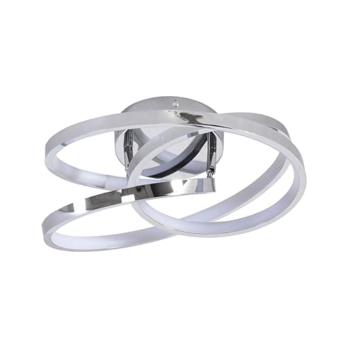 Image of Qcyuui 36W Chrome Ring LED Ceiling Light, Modern Minimalist Ceiling Lamp, Circular Design for Living Room, Kitchen, Bedroom, Office & Hallway, Cool White 6000K