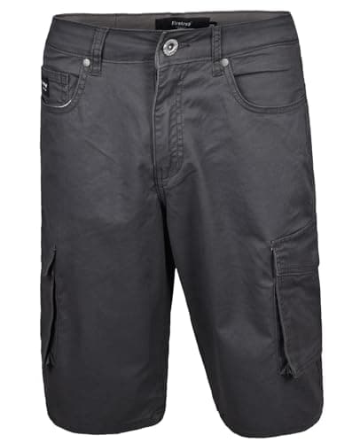 Image of Firetrap Men Shorts Chino Cotton Shorts Zip Fly Summer Half Pants with Belt Loops Casual Bottoms with Pockets Charcoal 32