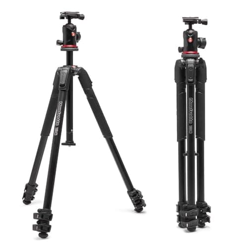 Image of Manfrotto 190X AS, 3-Section Aluminium Camera Tripod, Photo-Kit with Ball Head, Ground Level, Arca-Swiss Plate, Quick Power Lever Lock, 10 kg Payload, for DSLR and Mirrorless, Photo Shooting Supports