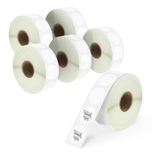 Image of BETCKEY - 25mm Circle Thermal Stickers, Self-Adhesive Round Direct Thermal Labels, Compatible with Zebra & More Label Printer, Perforated [6 Rolls, 8280 Labels]