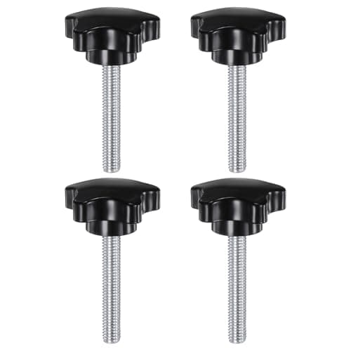 Image of sourcing map 4pcs Star Clamping Knobs M8 x 50mm Metric Male Thread 39mm Large Plastic 5-Star Head Hand Tightening Thumb Screw Jig Knob Handle, Black