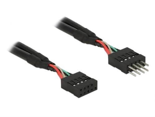 Image of DeLOCK 0.25 m 2xUSB2.0 0.25 m Black Male Female 0.25 m USB Cable – USB (Cables, 2.0; male/female; 480 Mbit/s, Black)