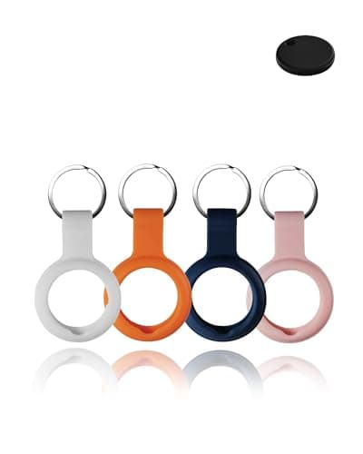 Image of (4 Pack) Case for Chipolo ONE Key Finder - Durable, Eco-Friendly Silicone, Shockproof, Easy-to-Remove and Anti-Lost Design, White & Orange & Blue & Pink
