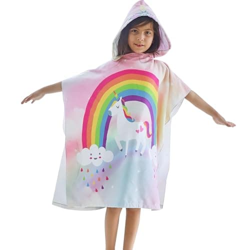 Image of KAKU NANU Hooded Towels for Kids Poncho Girls Dressing Gown Changing Robe Boys and Girls Beach Towel Children Swimming Pool Bathrobe Large