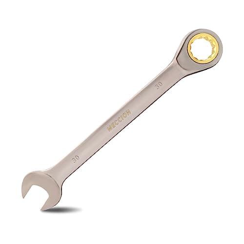 Image of Meccion Fixed Head Ratchet Spanner 30mm Professional Chrome Vanadium Steel Forged Combination Wrench - Black Nickle Plated