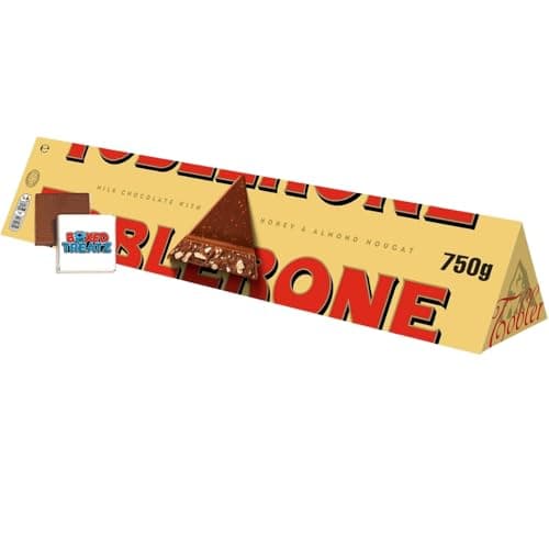 Image of Toblerone Milk Chocolate Bar 750g BIG SIZE Swiss Milk Chocolate Bar 750g. Birthday, Halloween Christmas Sharing Chocolate Bar Honey & Almond Bar Boxed Treatz