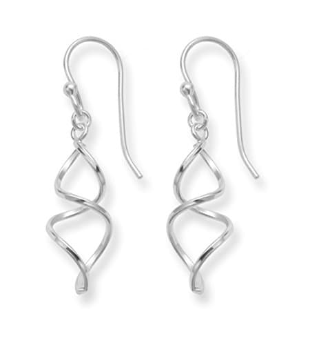 Image of Heather Needham Sterling Silver Dangly Earrings - twist spiral earrings - SIZE: 20mm. Gift boxed 6310