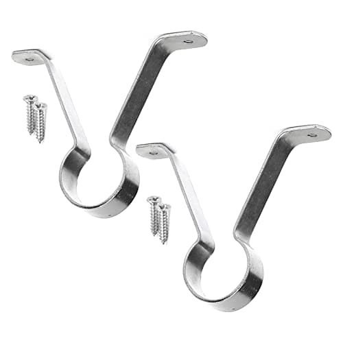 Image of SISI UK Hanging Rod Wardrobe Rail Bracket Supports, Chrome, Pack of 2, Fits 19mm Rail, Wall Mount, Stainless Steel Frame