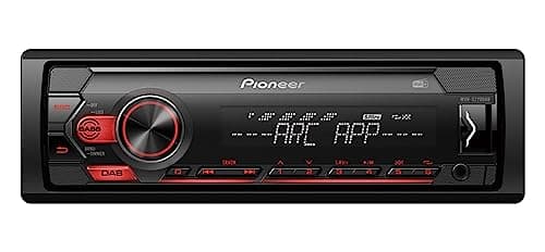 Image of Pioneer MVH-S220DAB 1-DIN receiver with DAB/DAB+, Red illumination, USB and compatible with Apple and Android devices.
