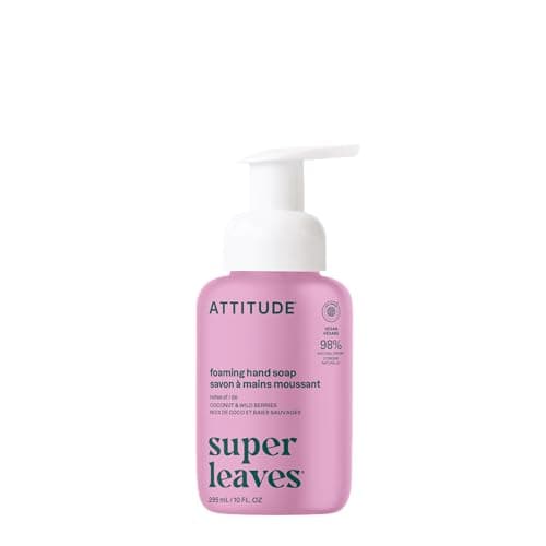 Image of ATTITUDE Foaming Hand Soap, EWG Verified, Dermatologically Tested, Plant and Mineral-Based, Vegan Personal Care Products, Coconut & Wild Berries Scent, 295 mL