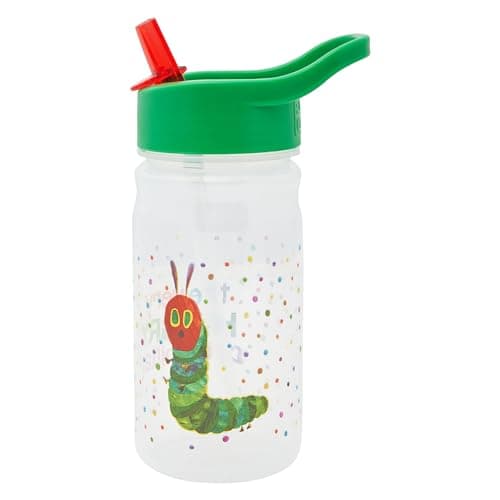 Image of Very Hungry Caterpillar Water Bottle with Flip up Straw 400ml –Official Merchandise by Polar Gear – Kids Reusable Non Spill BPA Free - Recyclable Plastic – For School Nursery Sports Picnic, Green