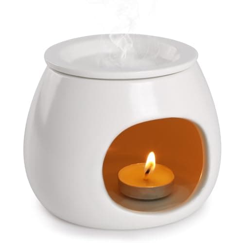 Image of Bighan Wax Melt Burner, Ceramic Oil Burner Aroma Diffuser, Wax burner Ceramic Burners, Aromatherapy Holder, Tealight Holder Diffuser, Essential Oil, Candle Burnerfor Home Office Decor- White