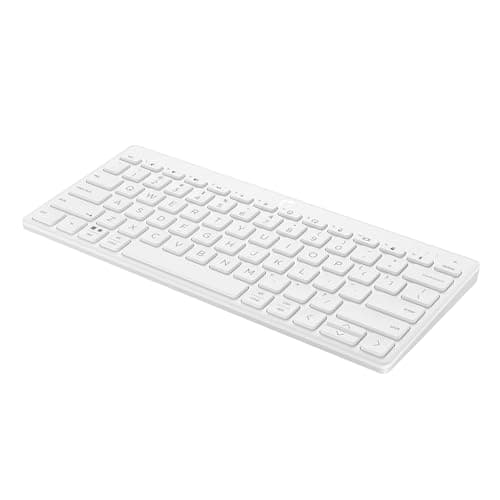 Image of HP 350 Compact Bluetooth Keyboard | White | Connect up to 3 Devices via Bluetooth 5.2 | Multi-OS with SMART Shortcuts | Dictation and Emoji Keys | 2 Years Battery | Made from 60% Recycled Materials