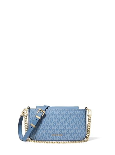Image of Michael Kors Bryant Small Convertible Crossbody Bag Crossbody Bag, Gold-Tone Hardware/Tonal Mk Signature Coated Twill/French Blue, One size, Bryant Small Convertible Shoulder Bag