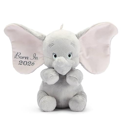 Image of Disney Store Official Dumbo ‘Born in 2026’ Baby Small Soft Toy, Plush Elephant with Oversized Ears & Embroidered Details, 26cm