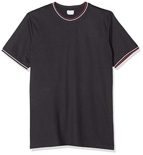 Image of Kustom Kit Men's Fashion Fit Tipped Tee 5 Pack Regular Fit Plain Crew Neck Short Sleeve T - Shirt, Black (Black/White/Red Bwr), X-Small (Manufacturer Size:XSM)