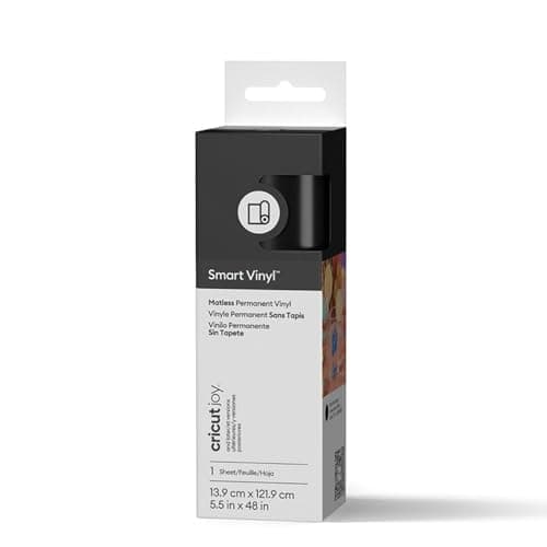 Image of Cricut Joy Smart Permanent Vinyl, Black, 13.9cm x 1.2m, Self-Adhesive Vinyl Sheet | Ideal for Customising Mugs, Bottles & DIY Crafts, for All Cutting Machines Joy Machine