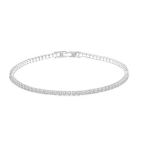 Image of XJruixi New Luxury Three Rows Tennis Full Drills 2MM 18CM Silver on hand Bracelet Bangle For Women Jewelry