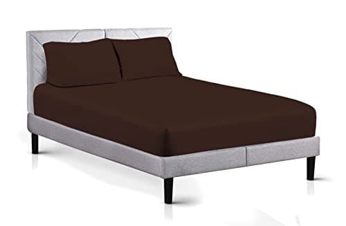 Image of AATH COLLECTION Egyptian Cotton Fitted Sheet 23 CM Deep, 200 Thread Count Single, Double, King, Super King Fitted Bed Sheets, Soft & Fade Resistant (Super King, Chocolate)