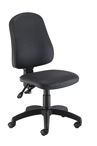 Image of Office Hippo Small Chair Without Arms, Computer Desk Chair With High Curved Back, Swivel Adjustable Backrest, Home Office With Wheels, Max 115kg, 2 Year Wty - Black PU