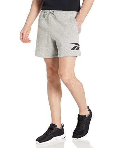 Image of Reebok Men's Identity Shorts, Medium Grey Heather/Large Back Vector Logo, X-Small