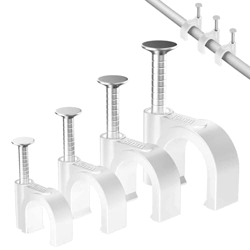 Image of Qcdou 400Pcs Cable Wall Clips White, 4 Size Round Cable Tidy, 4mm 6mm 8mm 10mm, Cable Tacks Wire Tidy Clips, for Organizing Wires Cables, Home Office Car Desktop PC TV Computer Cables Management