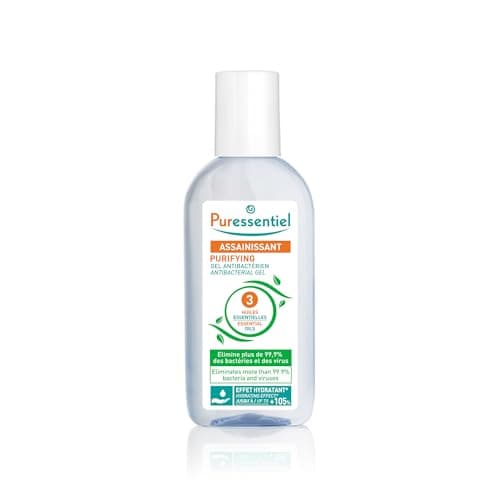 Image of Puressentiel Purifying Antibacterial Gel 80 ml with 3 Essential Oils – Non-drying formula with Aloe Vera – Eliminates 99.9% of bacteria and viruses – Cleanses without water, soap or rinsing