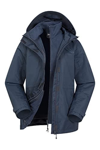 Image of Mountain Warehouse Fell Womens 3 in 1 Jacket -Water Resistant Rain Jacket, Adjustable Hood Ladies Triclimate Coat, Packable Hood - Spring Summer, Walking Navy Women's Size 16