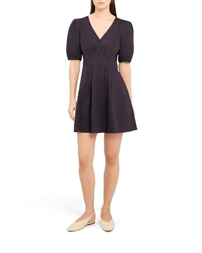 Image of Ted Baker London uvita-Puff Sleeve v Neck mini Dress, Navy