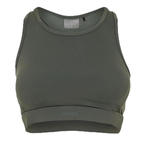 Image of USA Pro Womens Core Racer Back Sports Bra Sleeveless Khaki 10