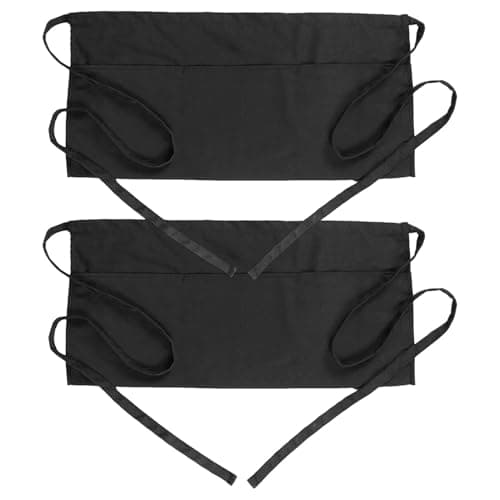 Image of 2pcs Waist Apron with 3 Pockets, Anti-dirt Waist Aprons, Short Half Work Aprons for Waitress Waiter Women Men Chef(COLOR:Black)