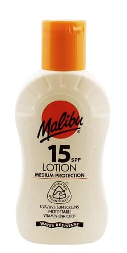 Image of Malibu Sun SPF 15 Lotion, Medium Protection Sun Cream, Water Resistant, Vitamin Enriched,100ml