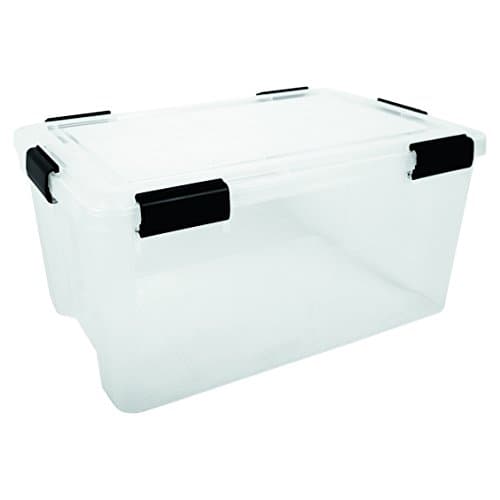 Image of Iris Ohyama Airtight Plastic Storage Boxes with Lids, 50L, Set of 1, Clear, Hermetic Waterproof Seal, Durable Latching Buckles, Stackable, For Outdoors, Garage, Clothes, Dust Proof, BPA Free, AT-L