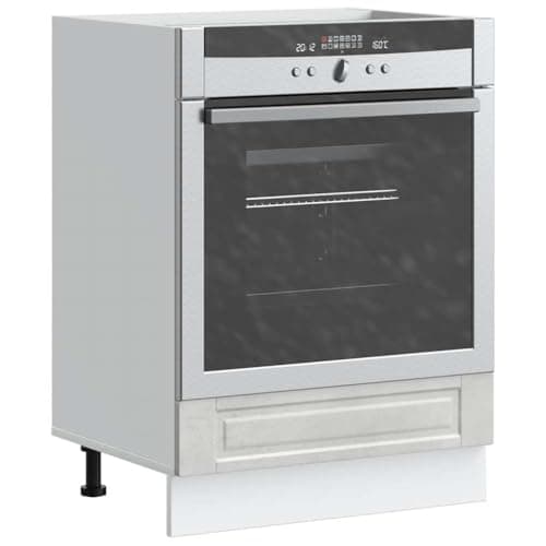 Image of SooIarix Porto Hob Cabinet Concrete Grey, Wood Material, 60 x 46 x 81.5 cm, Oven Cabinet with Adjustable Feet, for Kitchen, Microwave