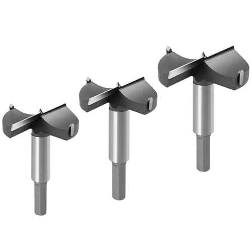 Image of flintronic® Forstner Drill Bit, 3PCS Boring Hole Saw Set (Large Size Version) 45/50/60mm Carbide Steel Tool Kits for Woodworking, Furniture, Door Hinge Hole