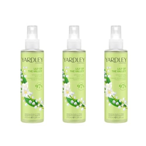Image of Yardley London Lily of the Valley Moisturising Body Mist, 97% Natural, Vegan and Cruelty Free, 200ml, Pack of 3