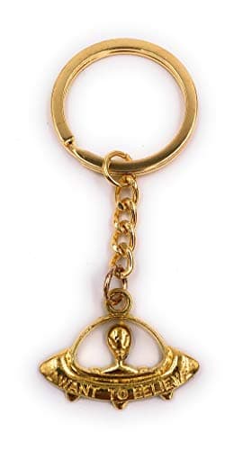 Image of H-Customs Alien spaceship keyring pendant Golden made of metal