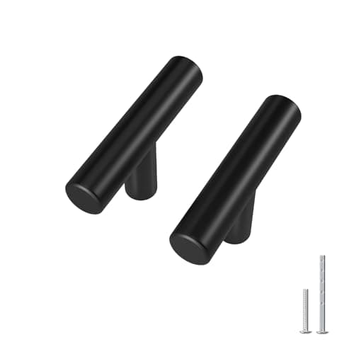 Image of LONTAN 5 Pack Black Kitchen Knobs Black Cupboard Knobs Single Hole Drawer Pulls for Bathroom Bedroom Cabinet Wardrobe T-Shaped Stainless Steel Pulls