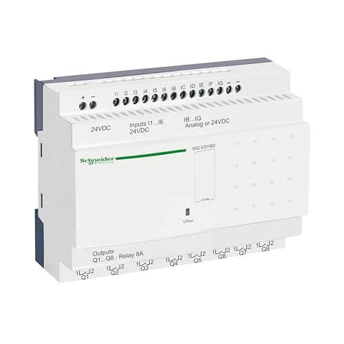 Image of Schneider Electric compact smart relay, Zelio Logic SR2 SR3, 20 IO, 24V DC, clock, no display
