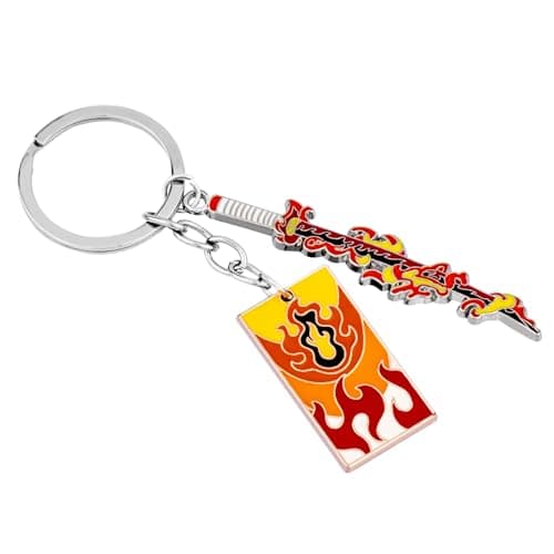 Image of Weeb Keychains Demon Slayer Keychain Set - Tanjiro, Nezuko, Sanemi, Rengoku, Inosuke, Mitsuri, Shinobu & Giyu Anime Keychains & Sword Charms | Demon Slayer Merch Gifts | Kyojuro Rengoku Keychain