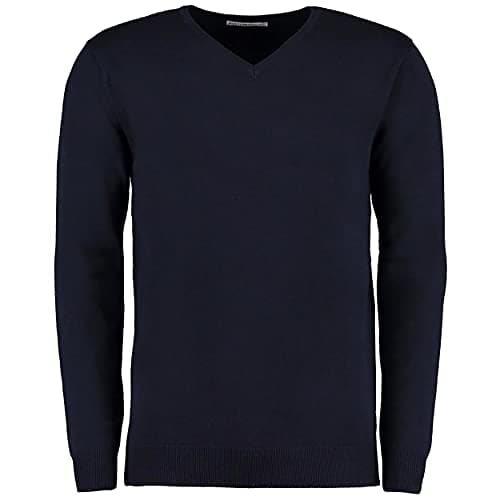 Image of Kustom Kit Mens Arundel Long Sleeve V-Neck Sweater (L) (Navy Blue)