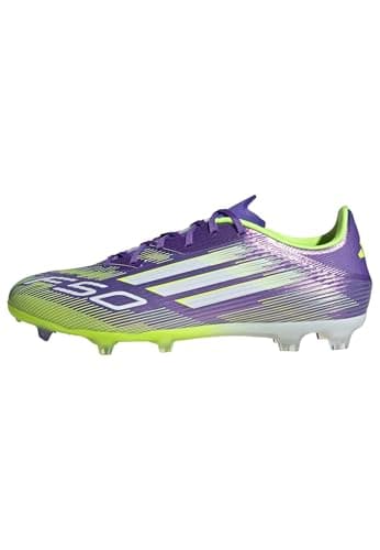 Image of adidas Unisex F50 League Firm Ground Football Boots, Purple Rush/Cloud White/Lucid Lemon, 8 UK