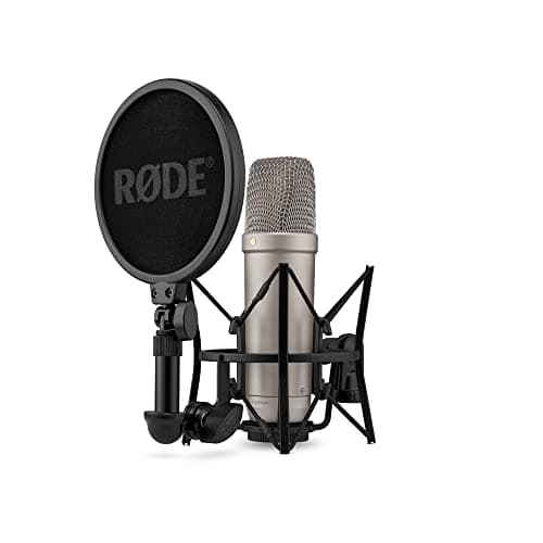 Image of RØDE NT1 5th Generation Large-diaphragm Studio Condenser Microphone with XLR and USB Outputs, Shock Mount and Pop Filter for Music Production, Vocal Recording and Podcasting (Silver)