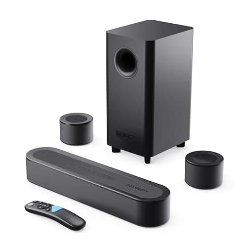 Image of MAJORITY 5.1 Soundbar with Wired Subwoofer | Dolby Audio, Bluetooth 5.3, 230W | HDMI ARC, Optical, AUX & USB Playback | Surround Sound System for TV with Rear Speakers | Wall-Mountable Bowfell Halo